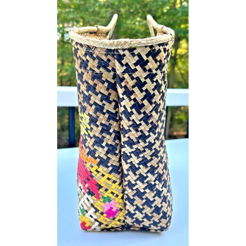 Banago Zippered Large Tote Artisan Hand Crafted Woven Straw Flamingo Liliana NWT - Picture 2 of 16